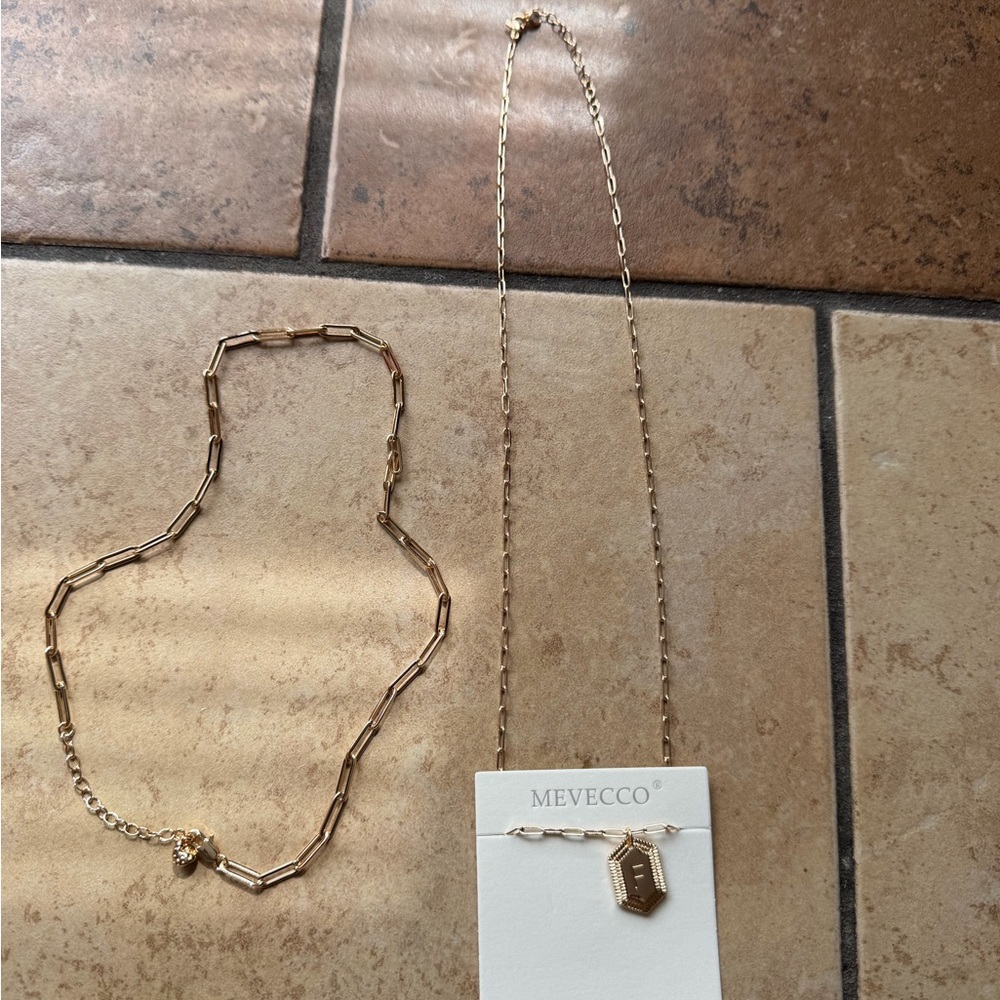 Gold-Tone Layered Necklace Set - with F